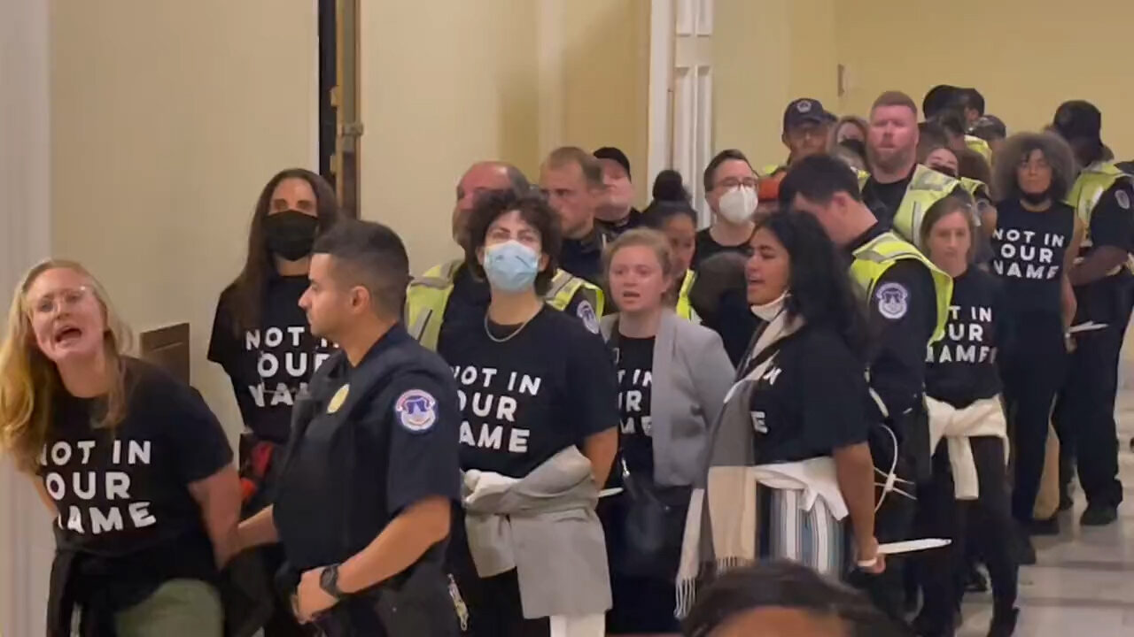 Protesta en el Capitolio de Washington por un alto al fuego en el Conflicto Israel-Hamas