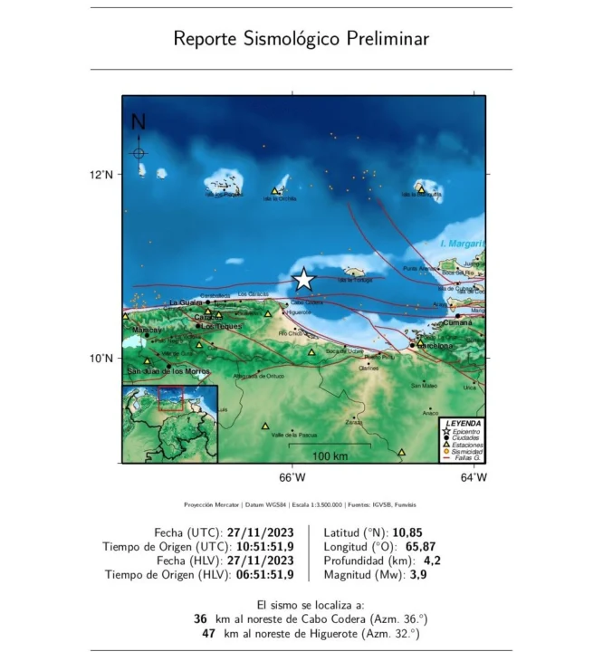 Temblor de 3.9 en Caracas, Venezuela