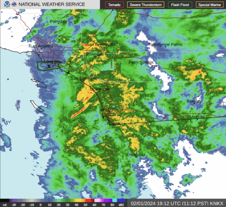 Lluvias en San Diego, advertencia de inundaciones y fuertes vientos