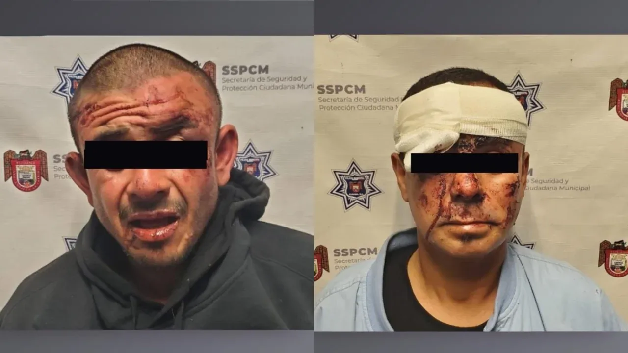 Así quedaron asaltantes de taxistas en Tijuana detenidos a golpes en la garita