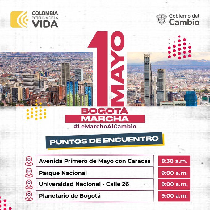 Colombia marchará este 1° de mayo día del trabajador