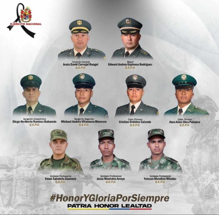 Nueve integrantes del ejército murieron luego de que se estrellara el helicóptero en el que se transportaban 