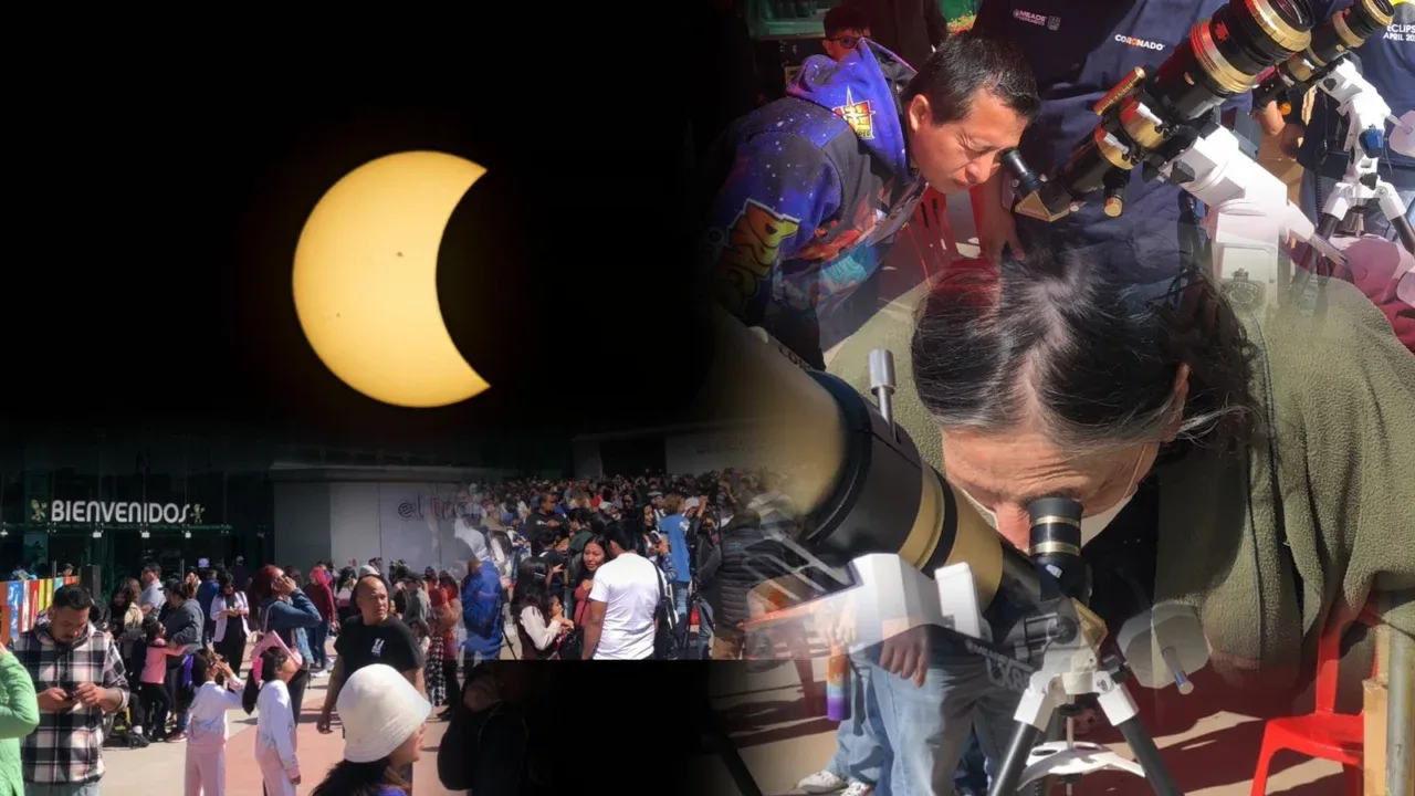 Reciben eclipse solar 2024 en Tijuana, ciudadanos salieron a las calles a mirar al cielo