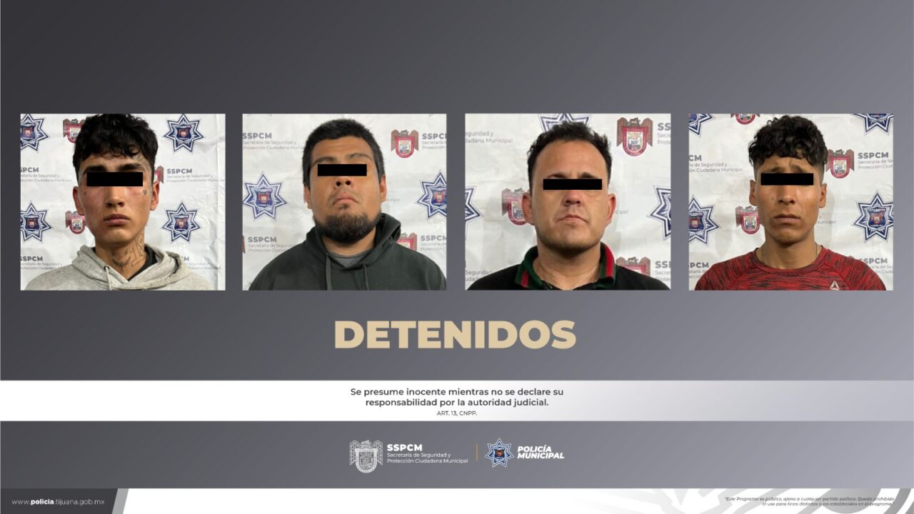 Tras cometer un doble homicidio detienen a cuatro sujetos armados en Tijuana