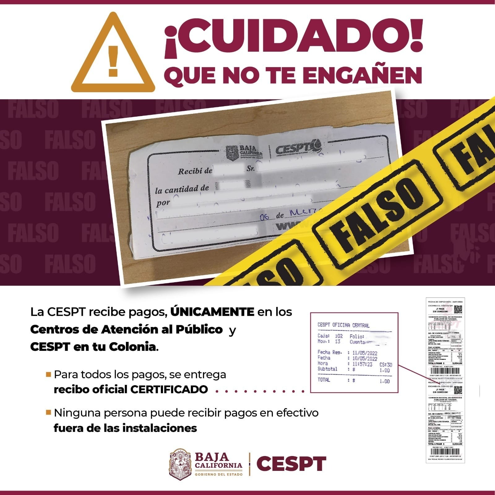 Advierte Cespt a ciudadanía sobre falsos cobradores en Tijuana  