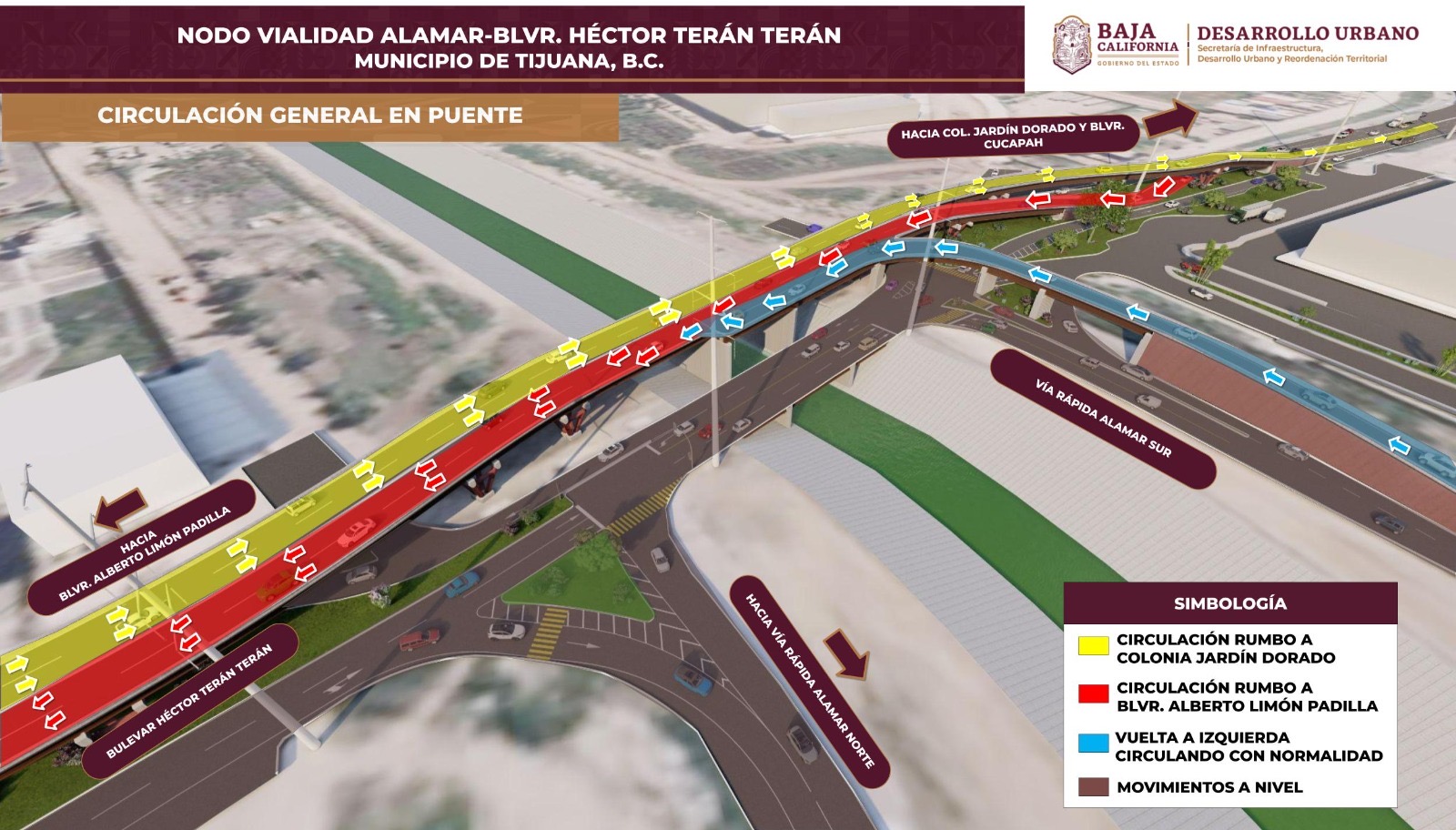 Anuncian cambios en el Nodo Vial Alamar-Terán de Tijuana a partir del 3 de junio