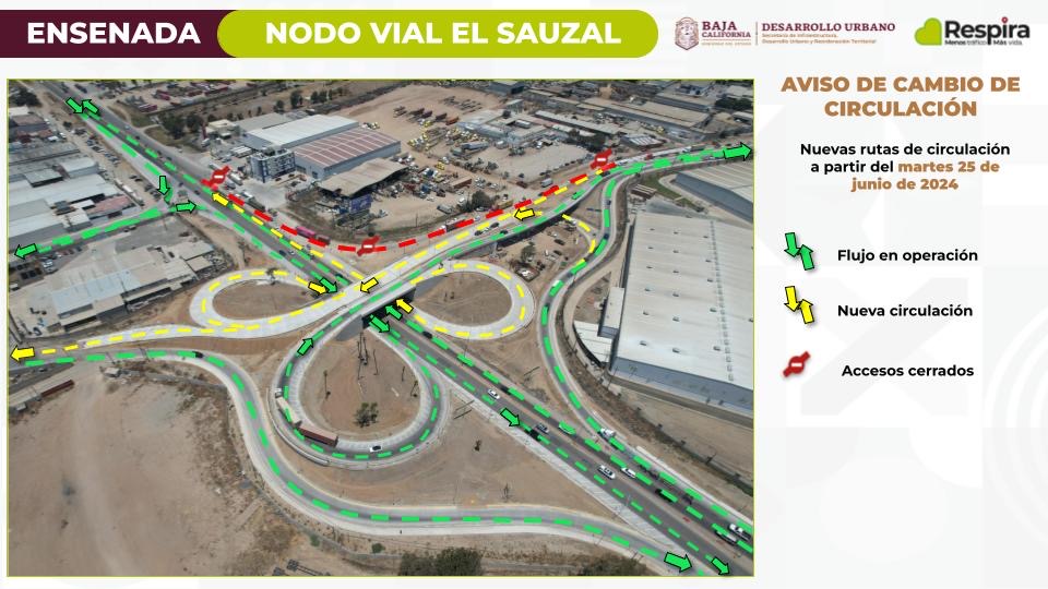 Anuncian cambio en la circulación del nodo vial El Sauzal en Ensenada 