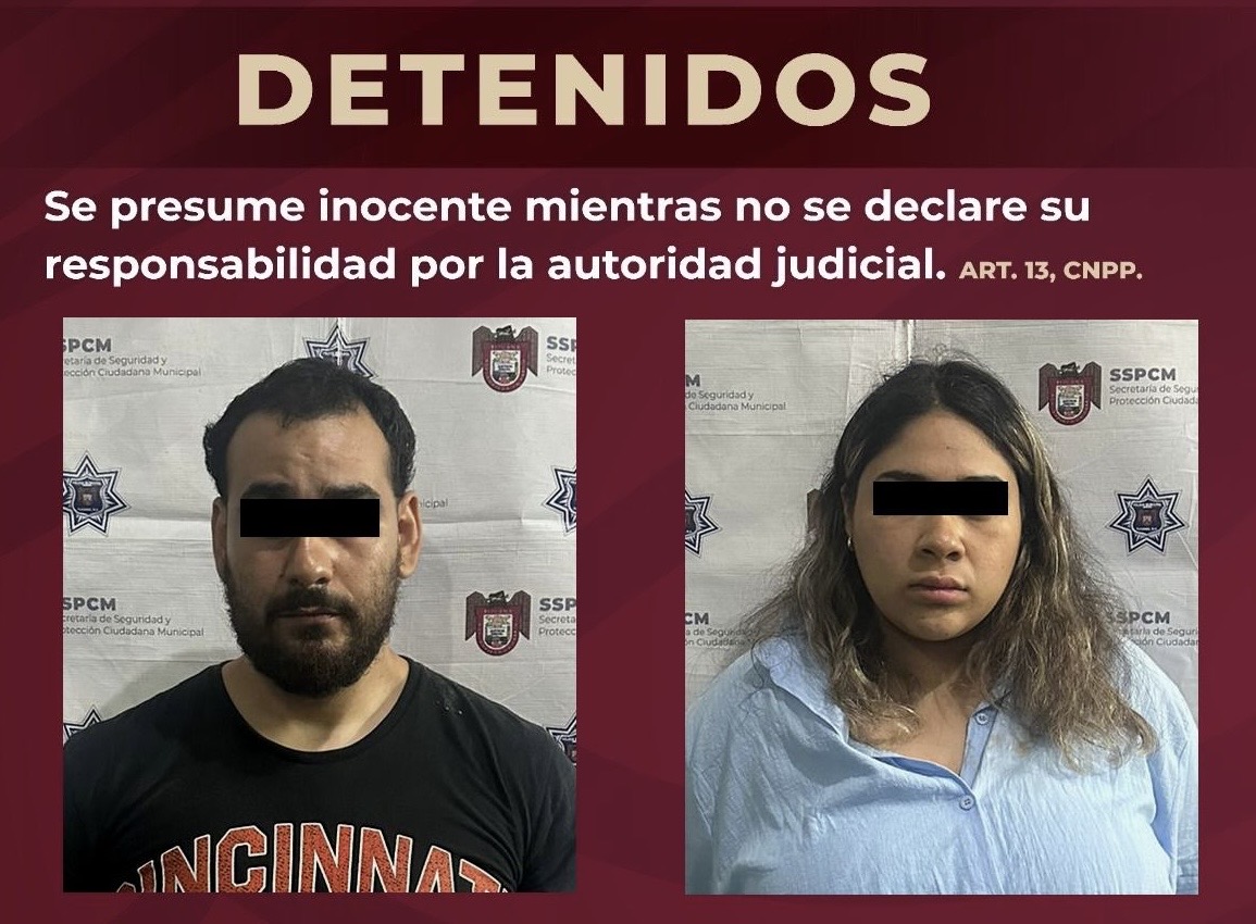 Pareja presuntamente atacó a un hombre con arma de fuego y son detenidos en la Colonia Obrera 