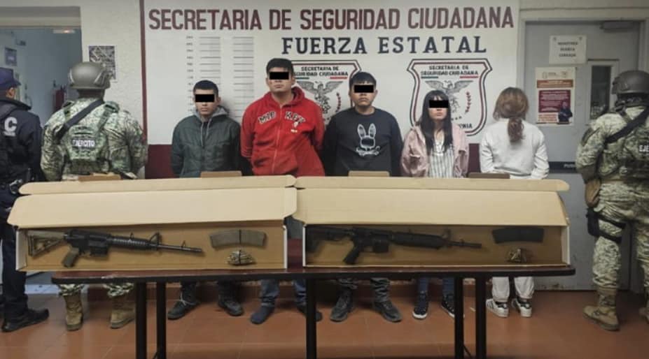 🛑 Decomisan armas largas y detienen a cinco personas en Mexicali