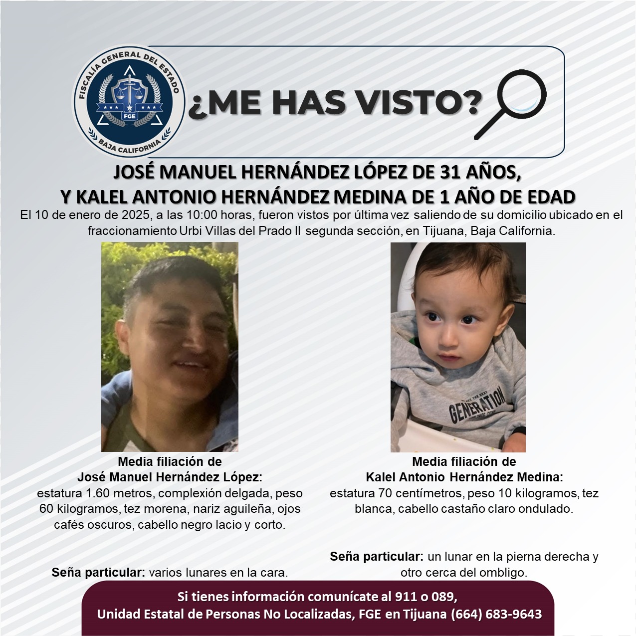 🔹 Solicitan la colaboración para localizar a José Manuel Hernandez López y Kalel Antonio Hernández Medina