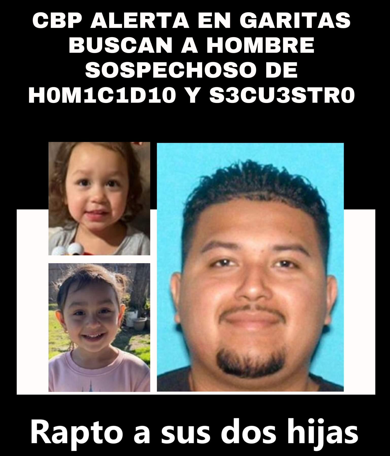 🚨Alerta en California: Buscan a hombre sospechoso de asesinar a su esposa y secuestrar a sus hijas 🚨