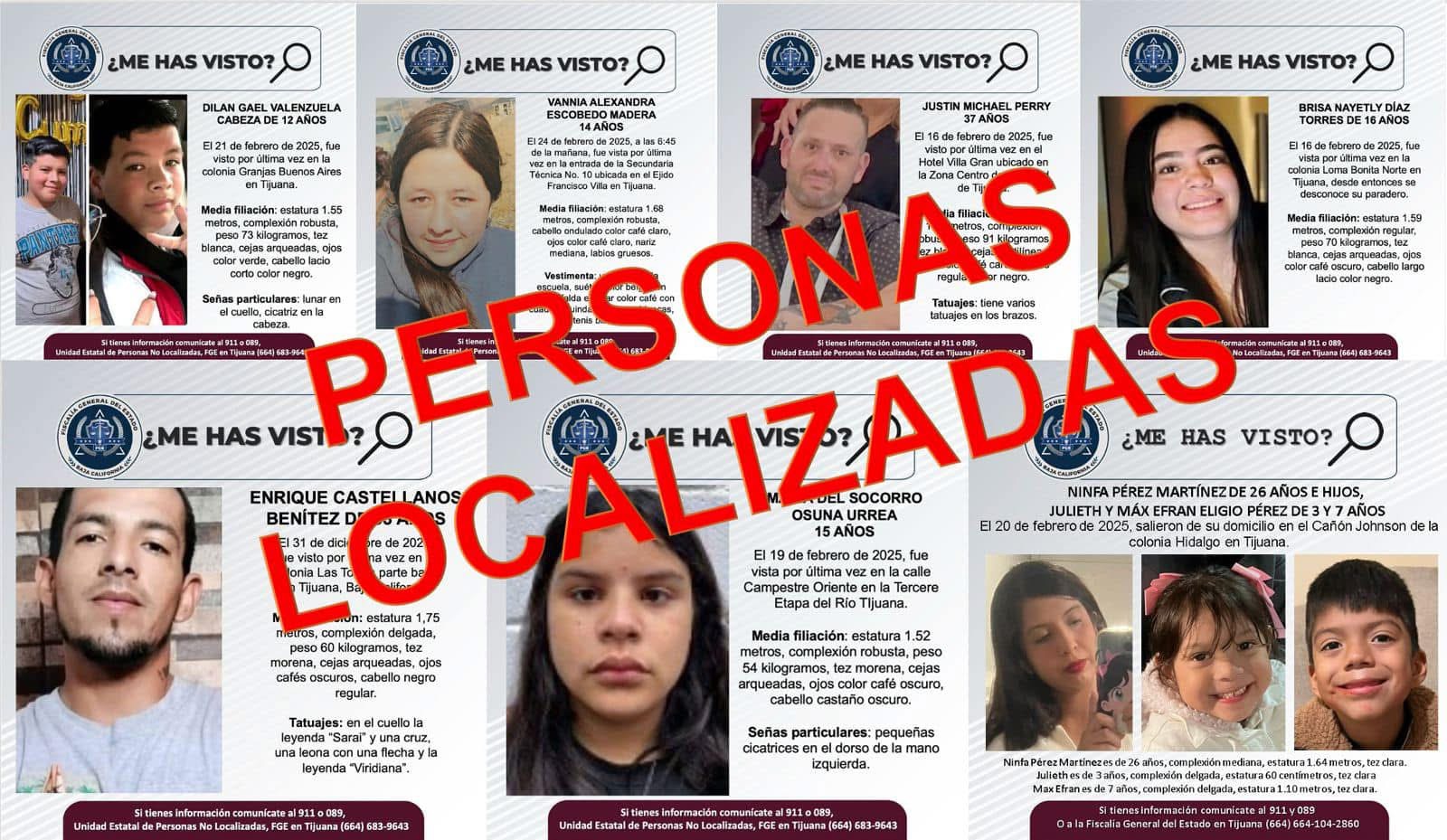 🔹 FGE localiza nueve personas reportadas como desaparecidas